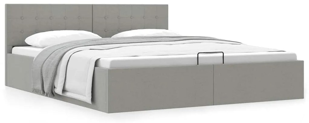 vidaXL Cadru pat hidraulic cu ladă, gri deschis, 180x200 cm, textil
