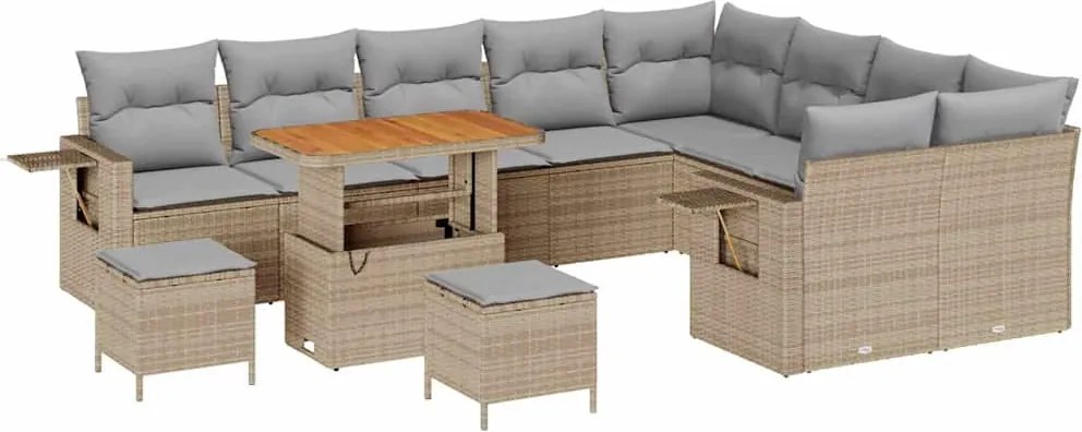 vidaXL Set de canapele pentru grădină 12 pcs Bej poliratan