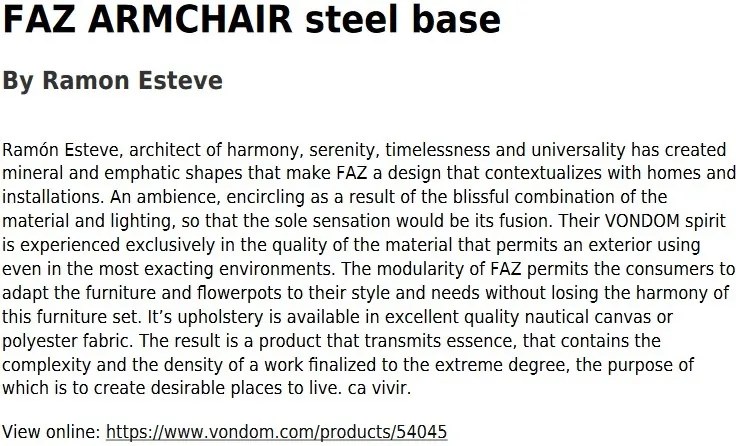 Set de 4 Scaune moderne cu brate de exterior / interior design premium FAZ INOX LEGS ARMCHAIR 54045 Vondom