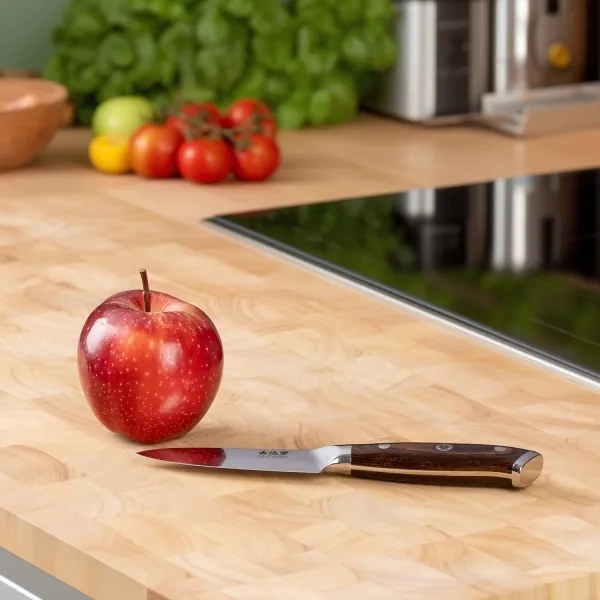 Gudaro - Cuțit de bucătărie din oțel Damasc FENG 3,5", 67 de straturi de oțel, lungime 9,5 cm