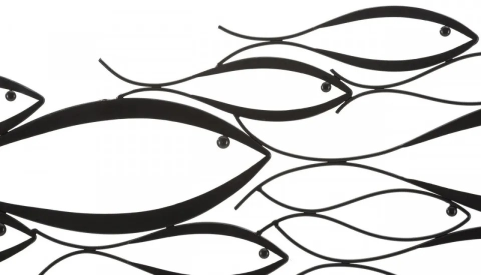 Decoratiune de perete neagra din metal, 100 x 35 x 1 cm, Fishy Mauro Ferreti