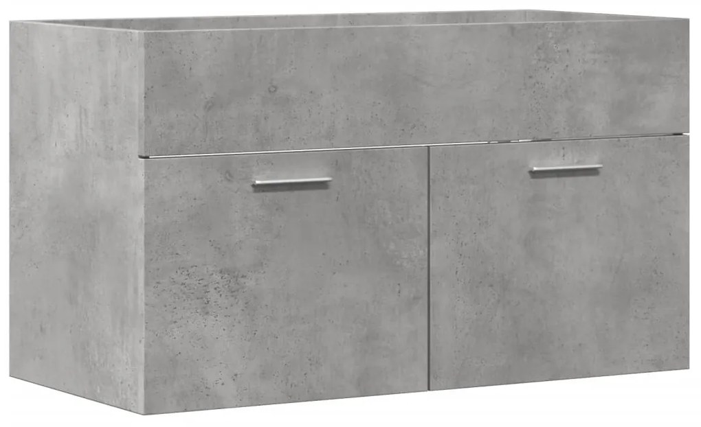 856214 vidaXL Dulap de chiuvetă baie gri beton, 90x38,5x46 cm, lemn prelucrat