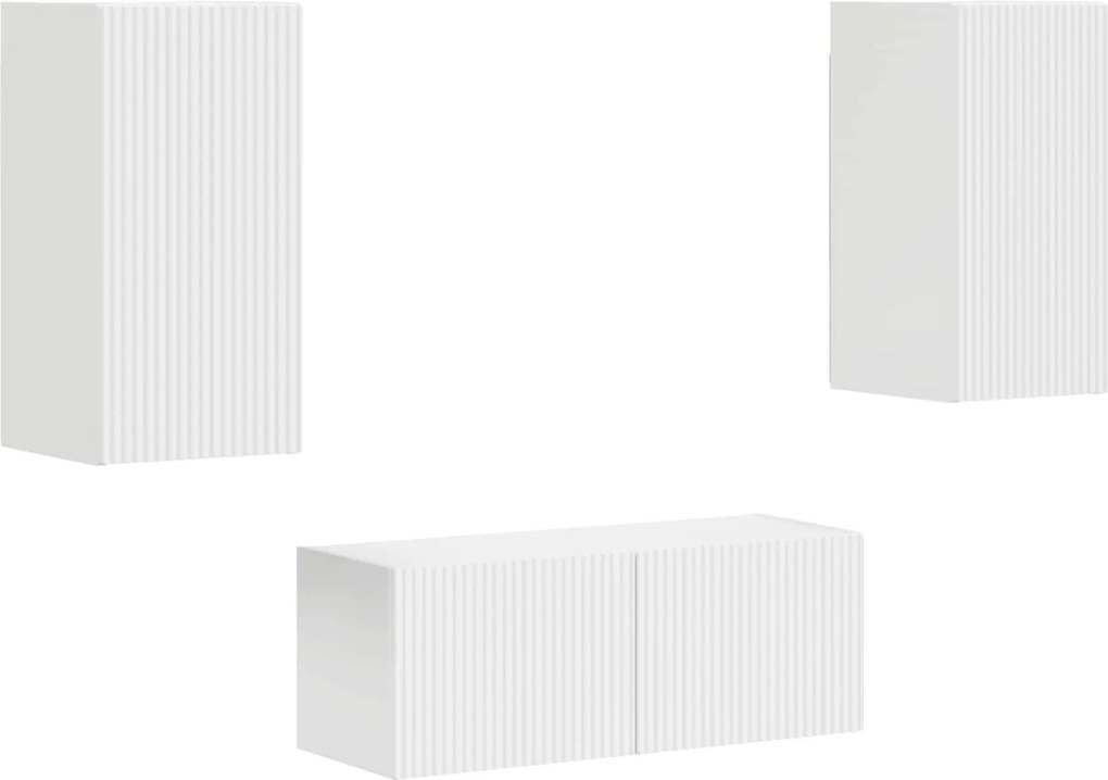 vidaXL Set comodă TV Pe perete 2 pcs Alb Lemn compozit