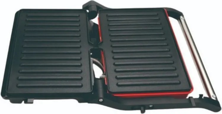 Aparat pentru sandvisuri / sandwich maker Panini Oliver Voltz OV51442R, 1000 W, Placi antiaderente, Deschidere la 180°, Tava pentru grasime, Rosu