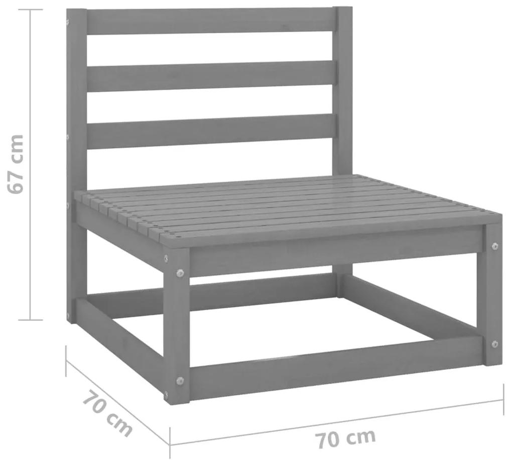 Canapea de gradina cu 3 locuri, gri, lemn masiv de pin 1, Gri, nu