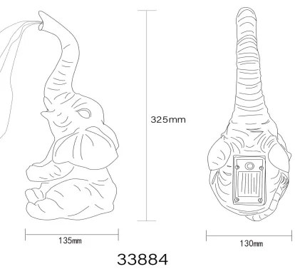 Globo 33884 - Decorațiune solară LED 20xLED/0,02W/3V IP44 elefant