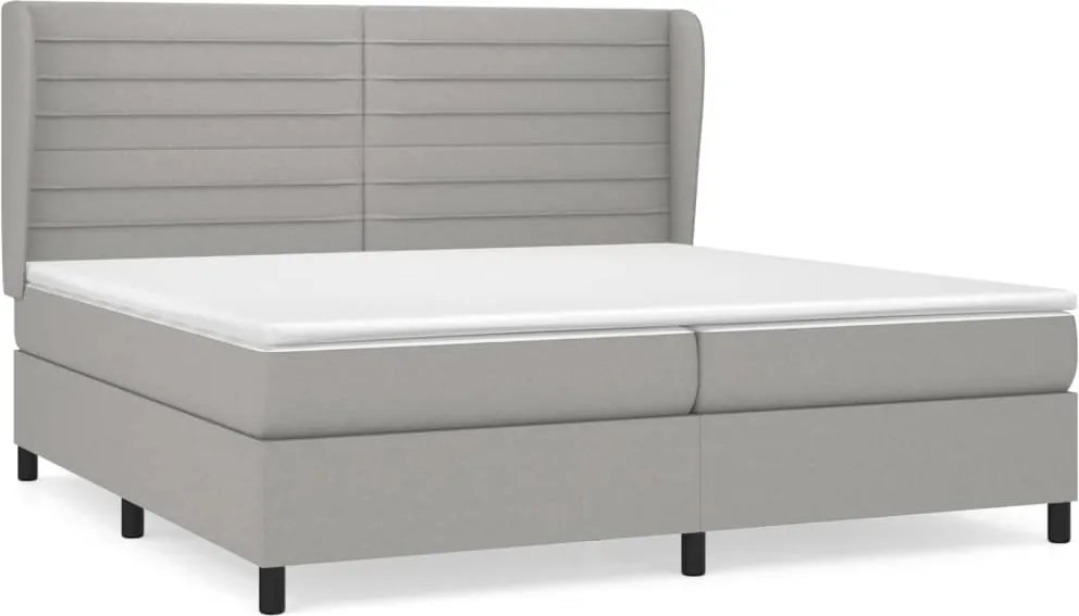 vidaXL Pat box spring cu saltea, gri deschis, 200x200 cm, textil