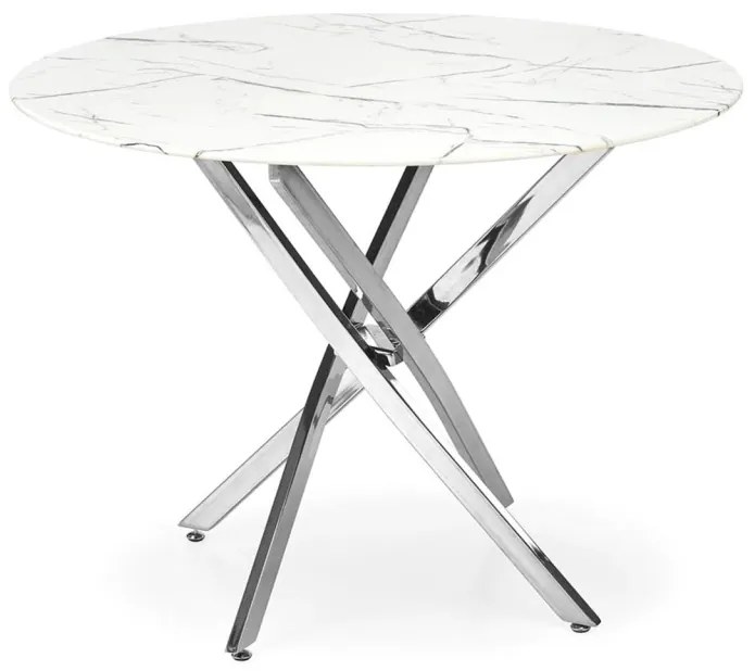 Masa rotunda Raymond 3 marmura alba/argintiu ø100/h73 cm