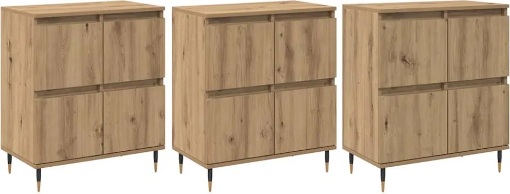 vidaXL Dulap de depozitare 3 pcs Stejar Artizanal 60 x 35 x 70 cm