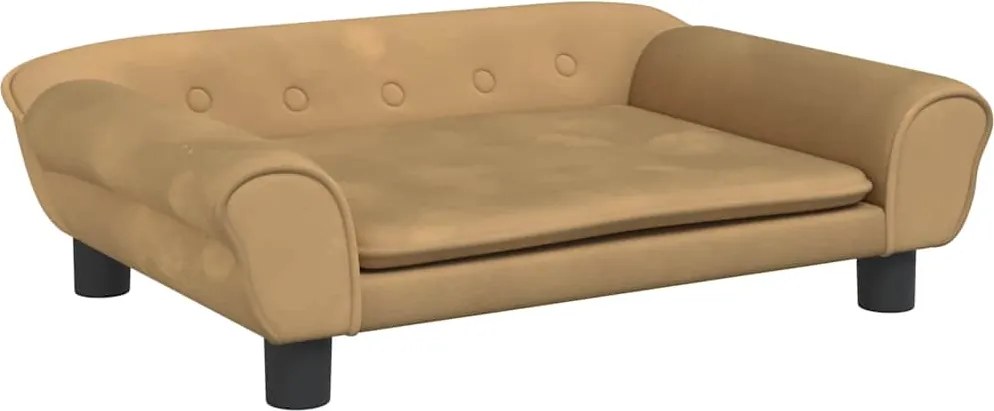 vidaXL Pat de câini, maro, 70x48x22 cm, catifea