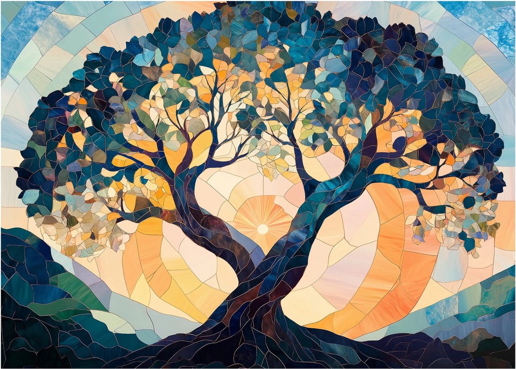 Tablou – Mozaic – soare și arbore II. (70x50 cm)