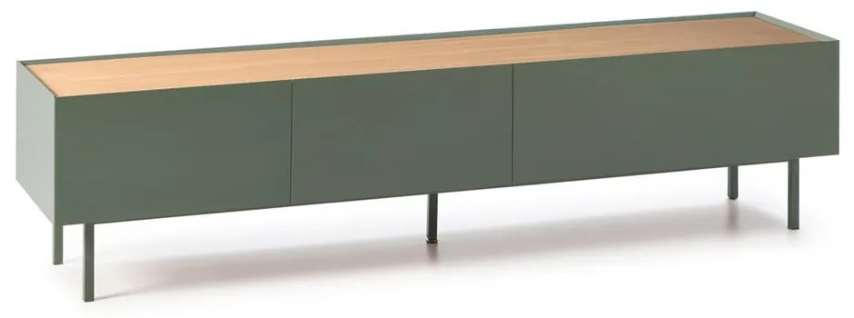 Masă TV verde/în culoare naturală cu aspect de lemn de stejar 180x45 cm Arista – Teulat