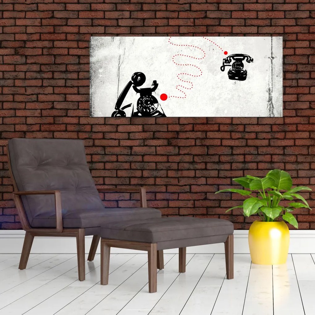 Tablou - Desen de telefon în stilul lui Banksy (120x50 cm)