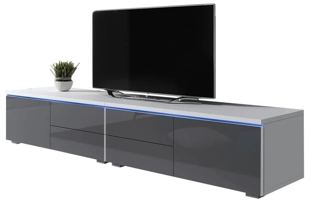 Masă TV Coral XI Double (Alb + Negru lucios ). 1058399