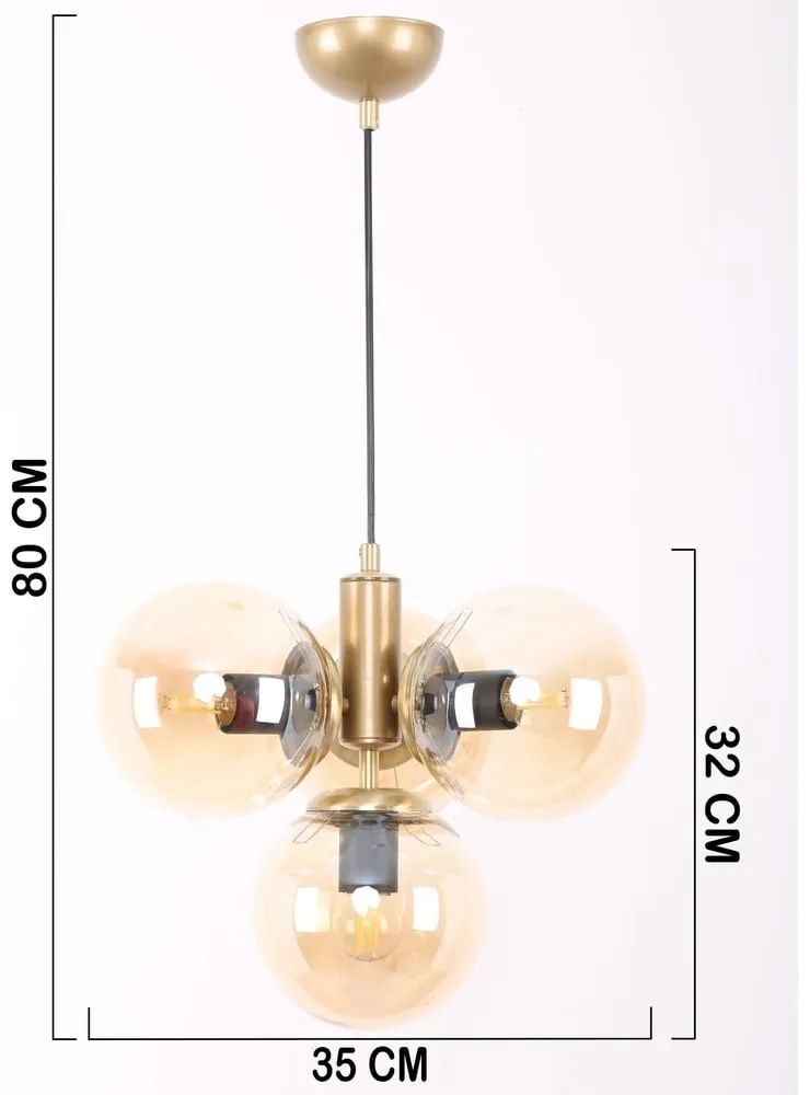 Lustră galben-auriu cu abajur din sticlă ø 15 cm Hector – Squid Lighting