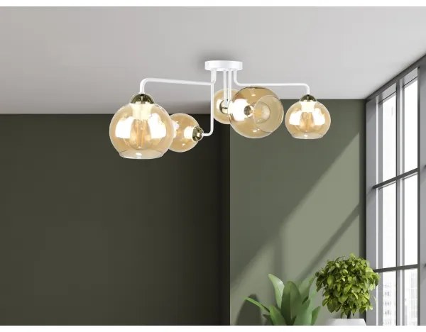 Lustră aplicată MONDE WHITE 5xE27/60W/230V
