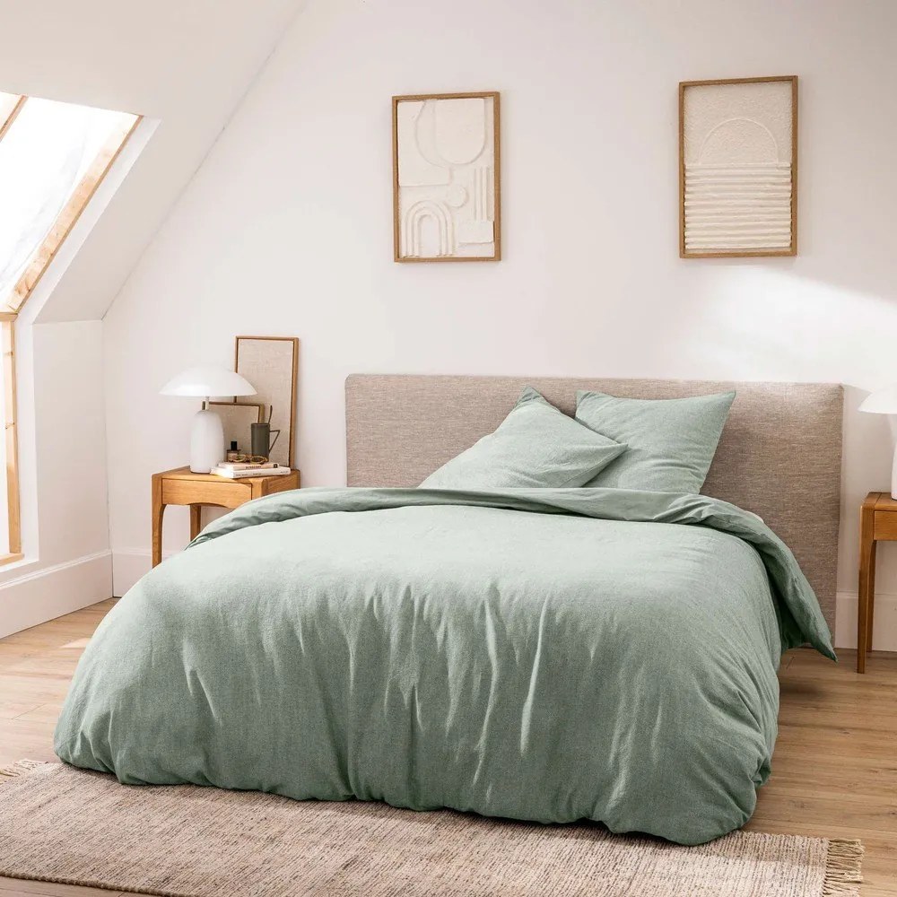 Lenjerie de pat verde din bumbac pentru pat dublu/extinsă cu 3 piese 240x220 cm Meline – douceur d'intérieur