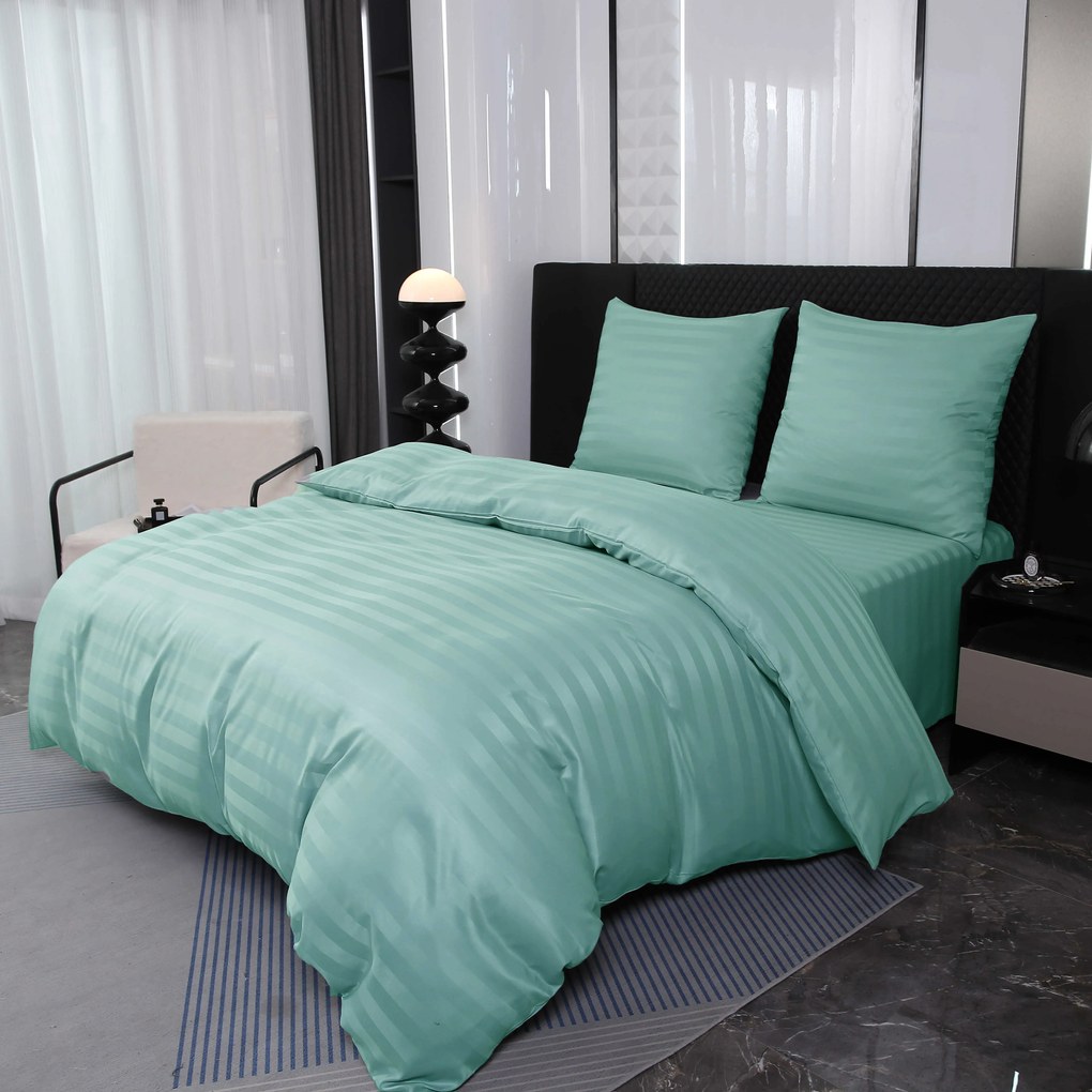 Lenjerie de pat hoteliera din microfibra JASMINE menta - dunga 2 cm Dimensiune lenjerie de pat: 2 buc 70 x 80 cm | 160 x 200 cm