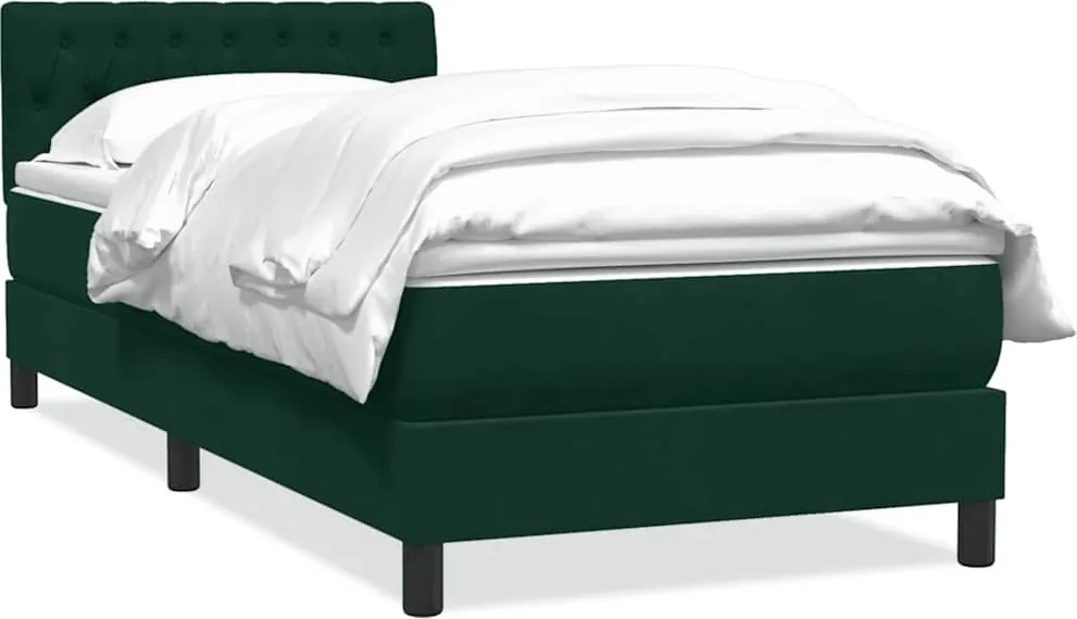 vidaXL Pat box spring cu saltea, verde închis, 80x220 cm, catifea