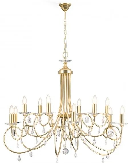 Candelabru 12 brate stil clasic cu cristale Swarovski Giada auriu mat