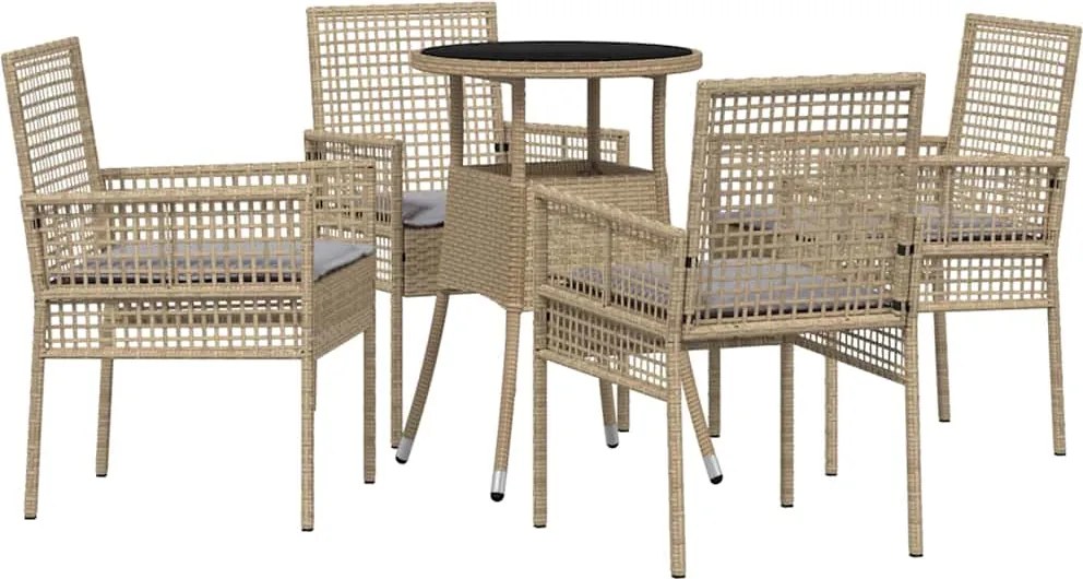 vidaXL Set de masă pentru grădină 5 pcs Bej poliratan