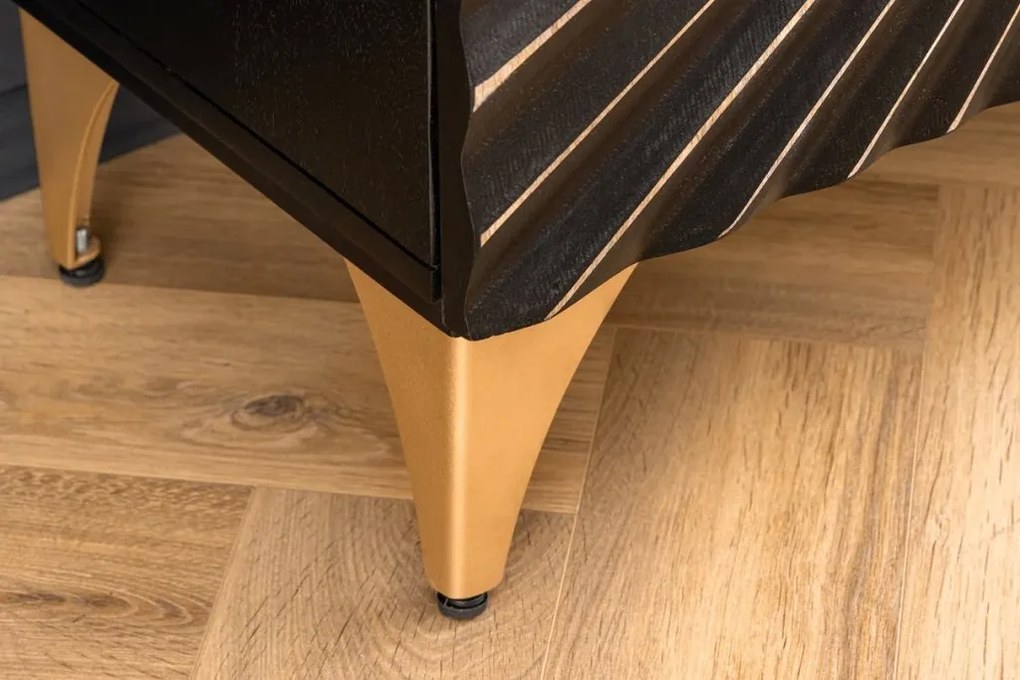 Comoda cu model 3D Solaris 177cm Mango negru/ auriu