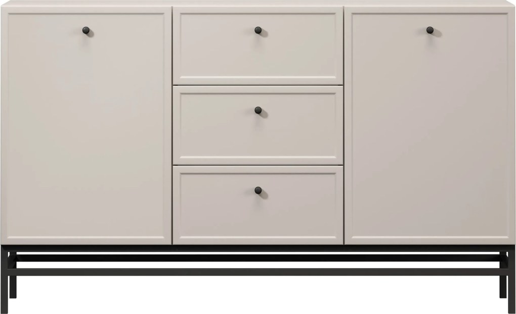 Comodă cu sertare Lorini 150 cm - cașmir / mânere negre / cadru metalic