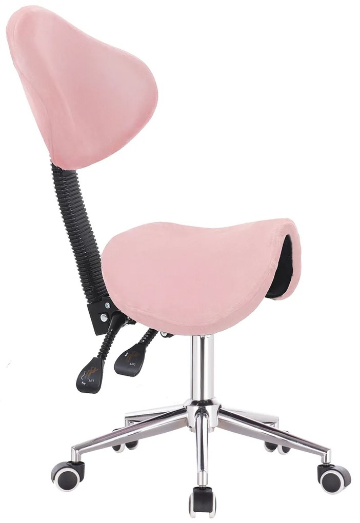 HR2005 Scaun Roz Pudra Catifea cu Bază Cromata