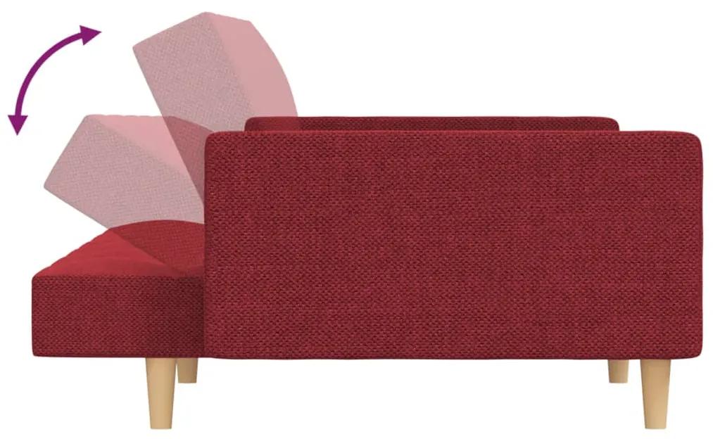 Canapea extensibila cu 2 locuri, 2 perne, rosu vin, textil Bordo, Fara suport de picioare