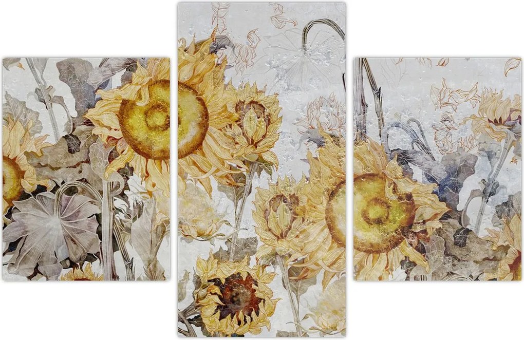 Tablou - Floarea-soarelui pe perete (90x60 cm)