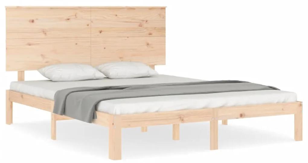 3193666 vidaXL Cadru de pat cu tăblie, lemn masiv, king size