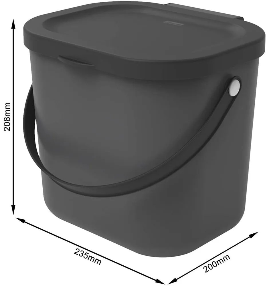 Container negru pentru deșeuri compostabile 6 L Albula - Rotho