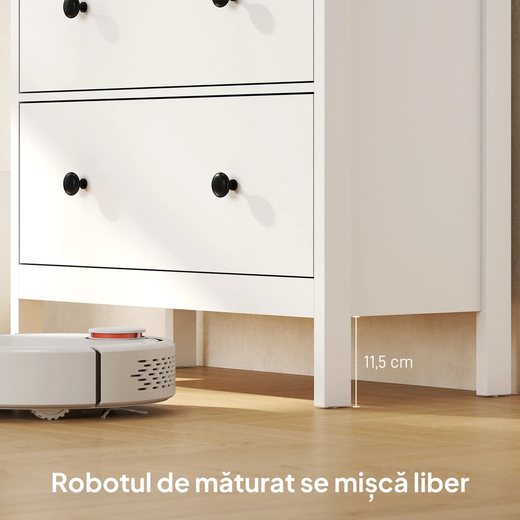 HOMCOM Comodă cu 4 Sertare pentru Dormitor din Lemn 74x35x97 cm Alb | Aosom Romania
