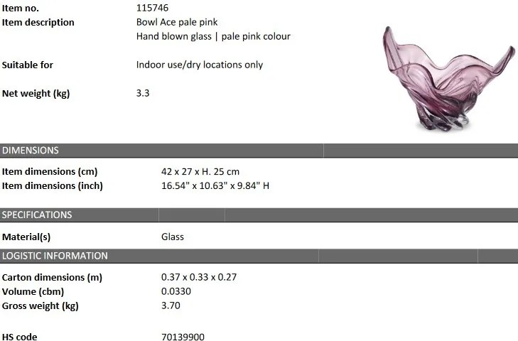 Bol/ Obiect decorativ LUX Ace, roz 115746 HZ