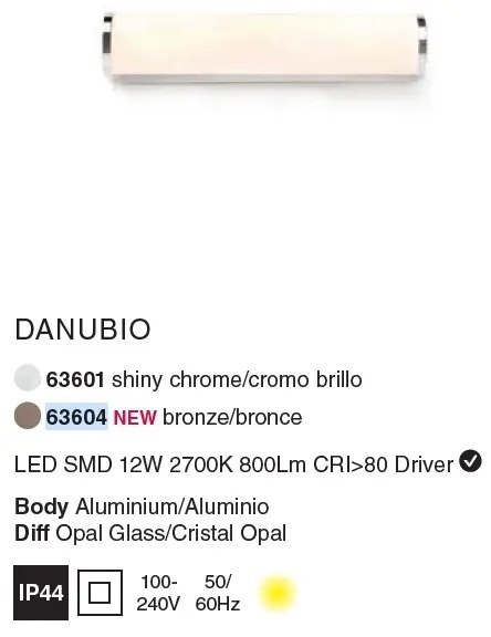 Aplica LED pentru oglinda baie moderna IP44 DANUBIO 12W 63604