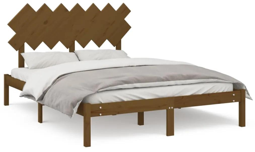 3104871 vidaXL Cadru de pat, maro miere, 140x200 cm, lemn masiv