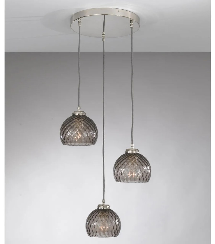 Lustra moderna cu 3 pendule design italian 10003 fumuriu