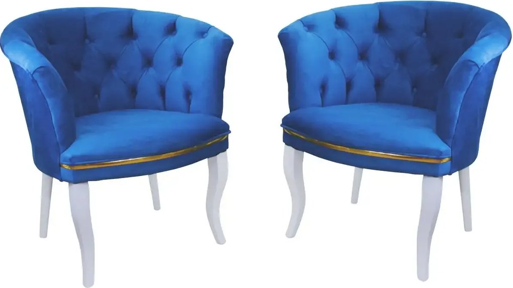 Set fotoliu Milano, albastru, picioare albe, Homs