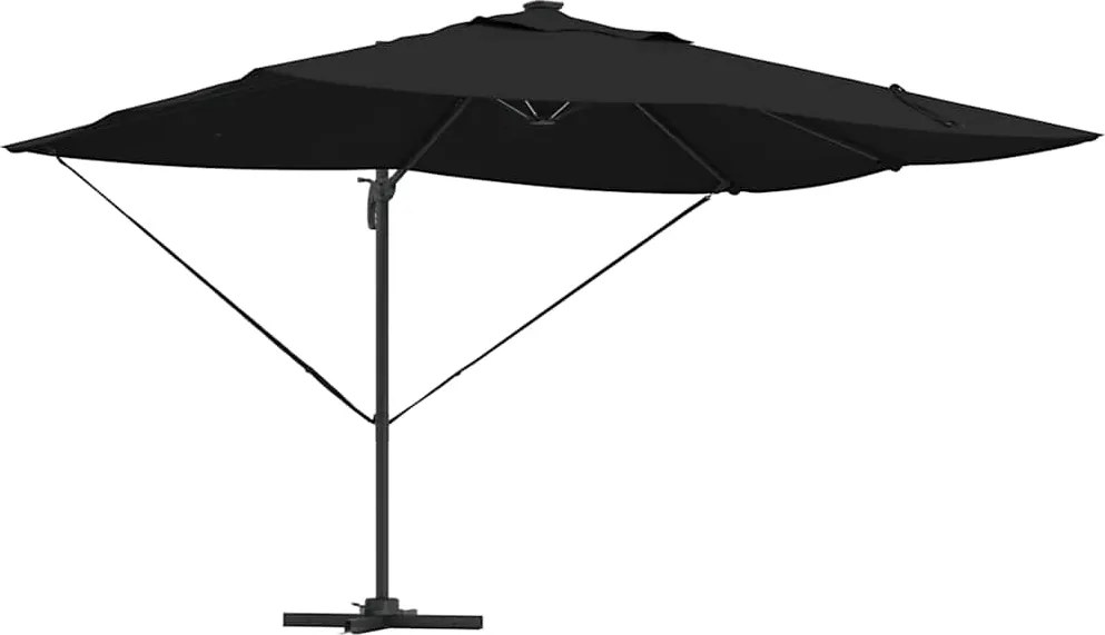 vidaXL Umbrelă de soare Negru 352 x 251 x 265 cm Poliester și Aluminiu