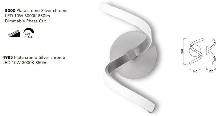 Aplica LED dimabila design modern minimalist NUR argintie crom