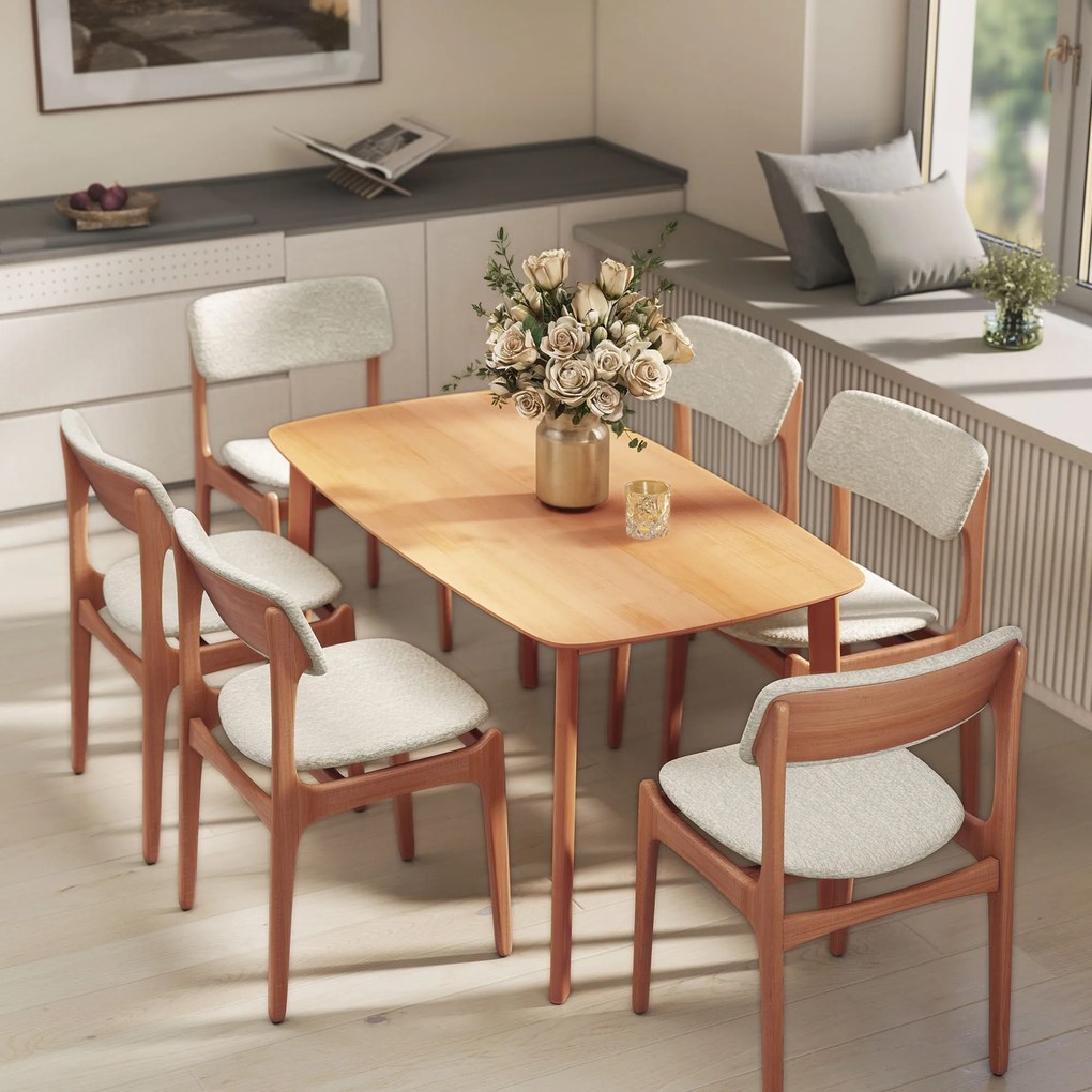 HOMCOM Masă de dining rectangulară pentru 6 persoane masă de bucătărie 150 cm din lemn masiv 150 x 80 x 76 cm lemn natural | Aosom Romania