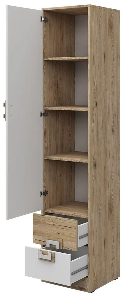 Dulap cu rafturi Niles NI05 (stejar deschis + alb + turcoaz). 1058374