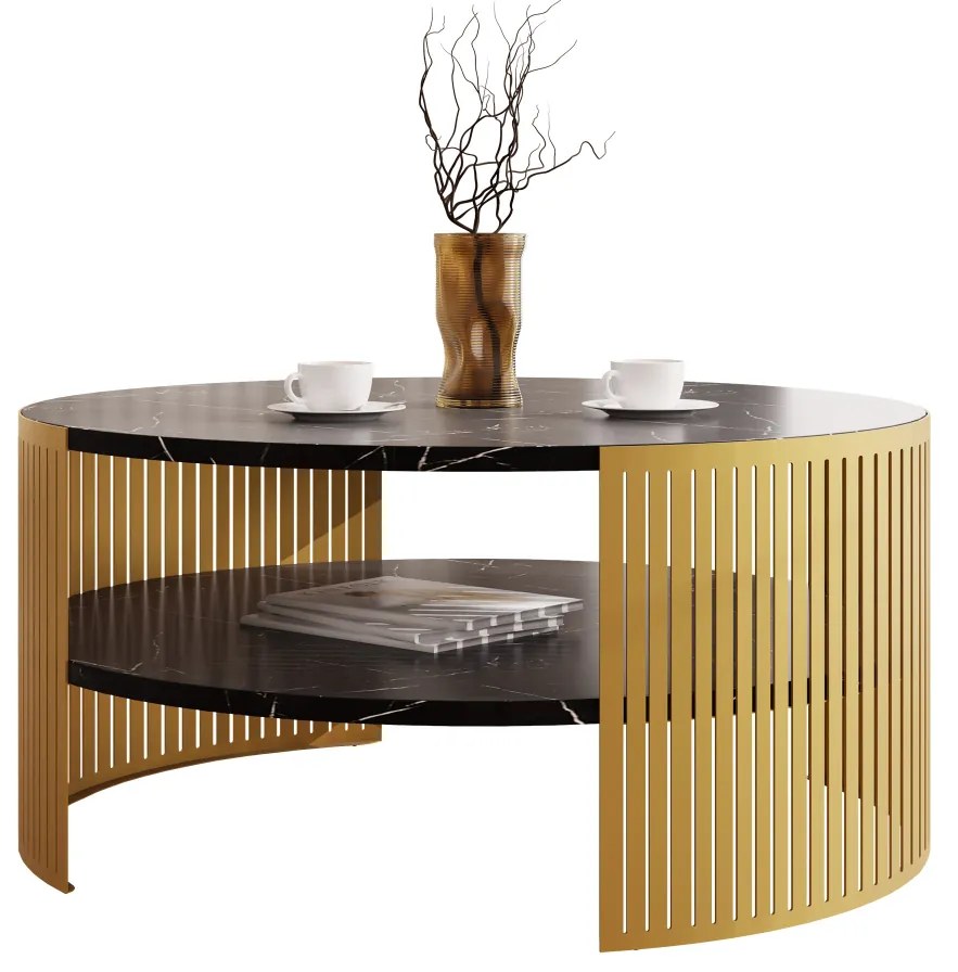 Măsuță de cafea Zentono Gold (auriu + Negru molet) . 1103774