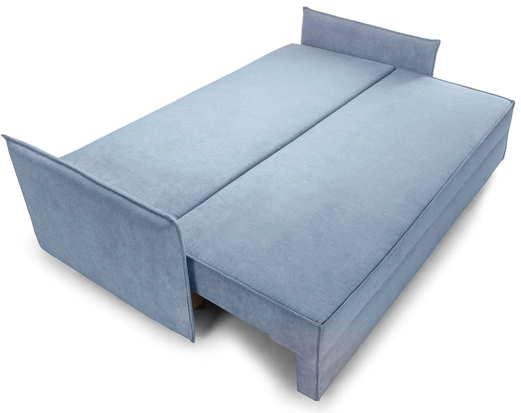 Canapea Extensibilă 3 locuri RIVA, cu ladă depozitare, 206x90x88 cm, Aston-Albastru-Deschis
