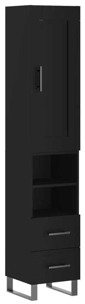 3200282 vidaXL Dulap înalt, negru, 34,5x34x180 cm, lemn prelucrat
