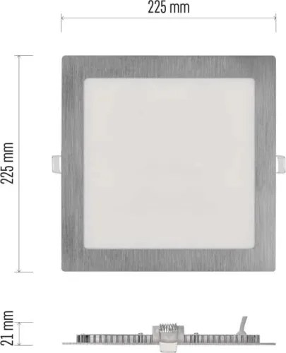 Plafonieră LED încastrată NEXXO LED/18W/230V 3000/3500/4000K, argintie, 22,5 x 22,5 cm