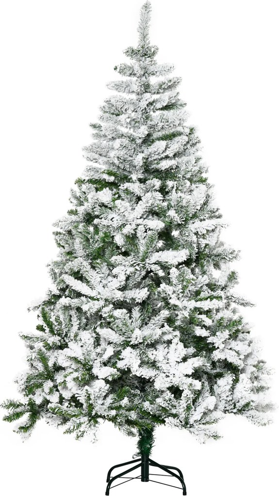 HOMCOM Brad de Crăciun Artificial Înzăpezit cu 750 Ramuri, Bază din Oțel, Plastică, 105x105x180 cm, Verde | Aosom Romania
