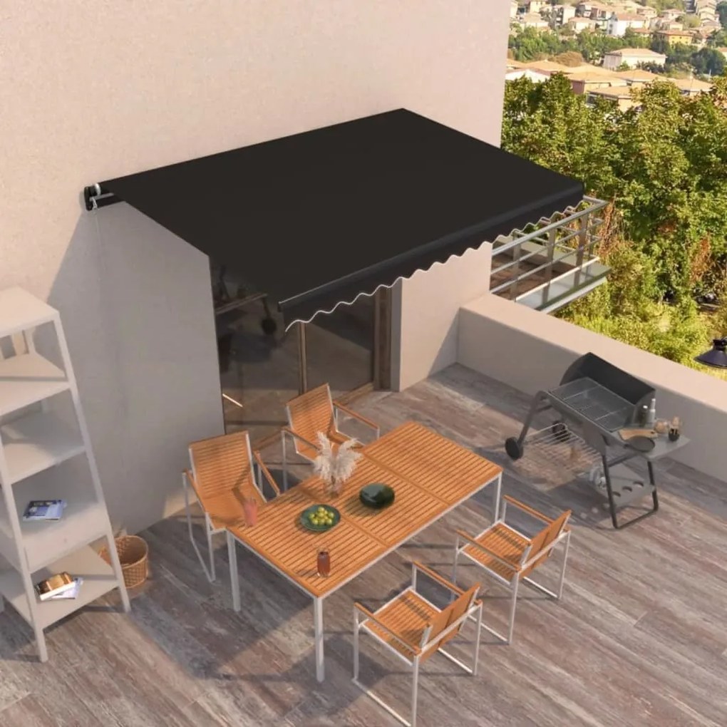 vidaXL Copertină retractabilă manual, antracit, 400x350 cm