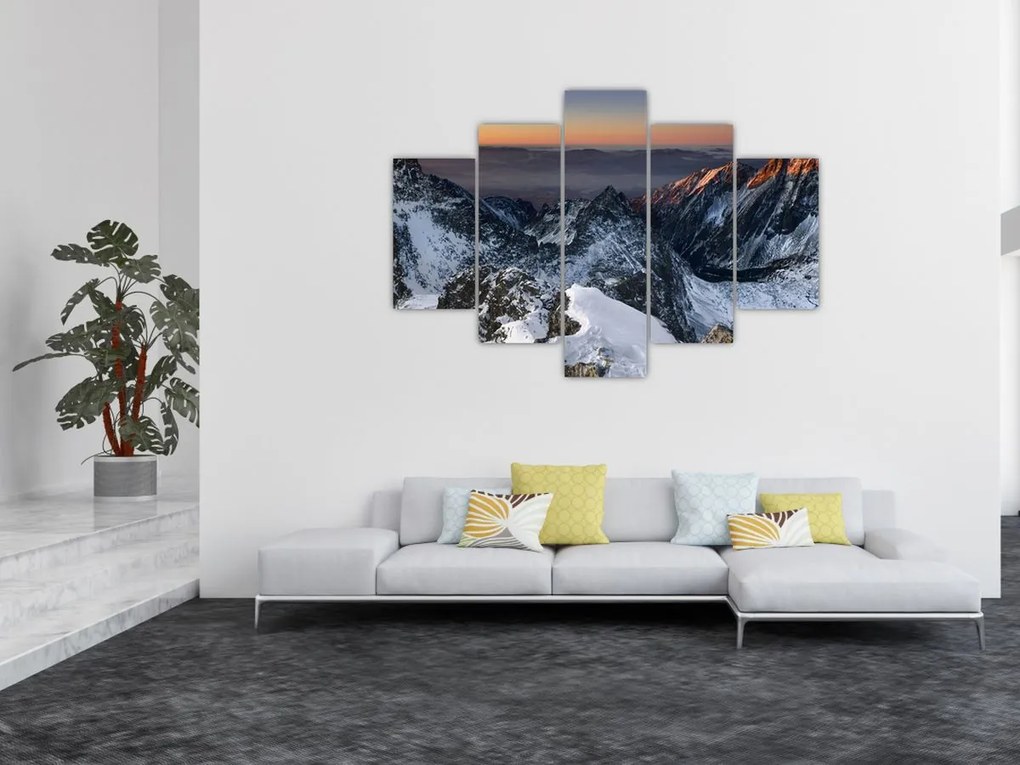 Tablou - Răsărit de soare în munți (150x105 cm)