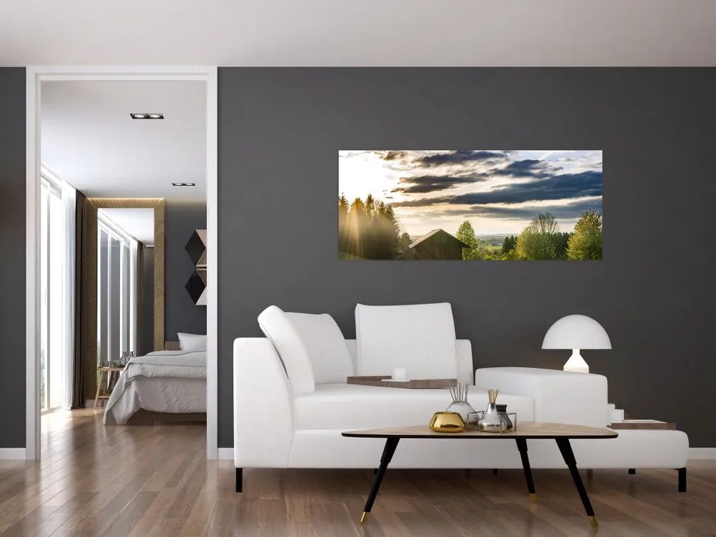 Tablou cabana în pădure (120x50 cm)